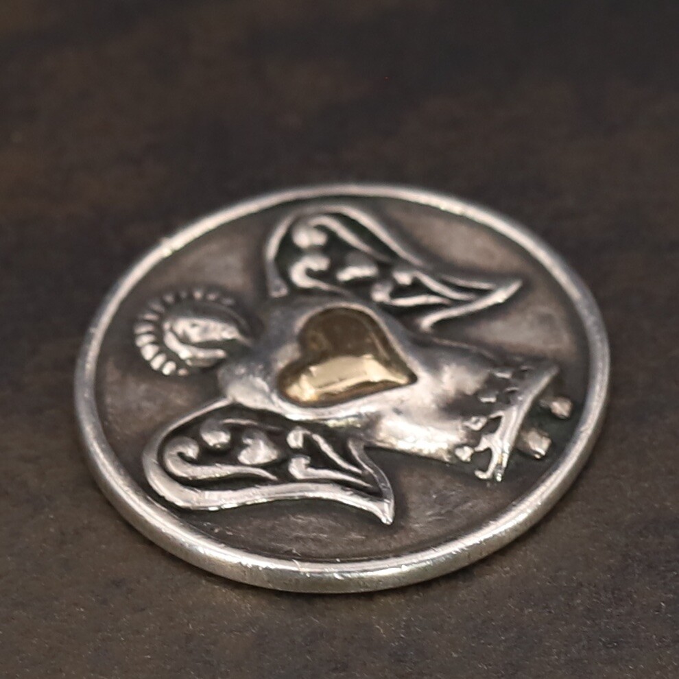 Sterling Silver 14K Gold WALDECK JEWELERS Guardian Angel & Heart Pocket