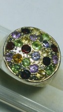 APPEALING NATURAL MULTI COLOR GEMSTONES IN STERLING SILVER.925 RING SIZE 7.5