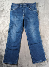 Vintage Wrangler Jeans Mens W34 L30 Blue Denim Straight Leg Made In USA Cowboy