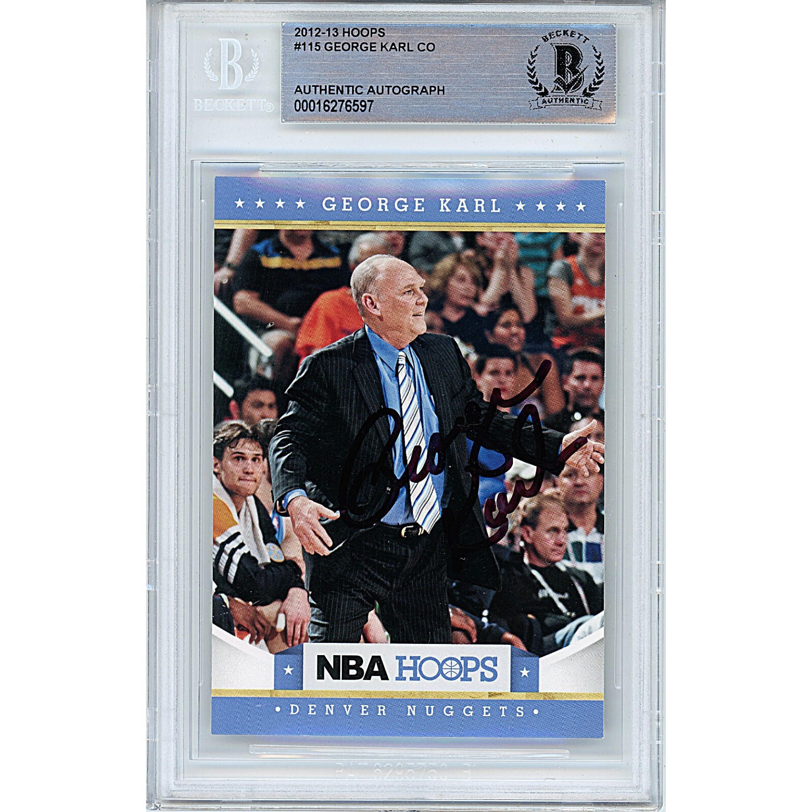 George Karl Denver Nuggets Auto 2012-13 NBA Hoops Card BAS Auth Autograph Slab