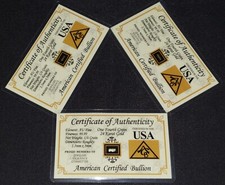 GOLD x3 ACB 1/4GRAIN 24K SOLID BULLION MINTED BAR 9999 FINE CERT/AUTHENTICITY~ G