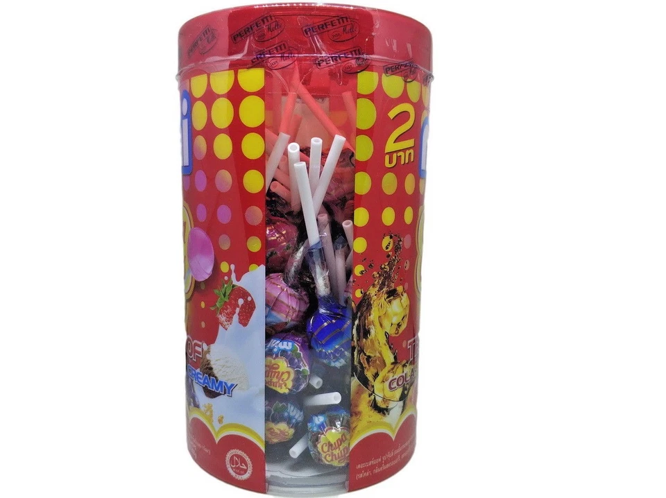 2x Mini Chupa Chups Lollipops Cola Fruit Creamy Flavor Tongue Painter Box of 50p - Image 2 of 4