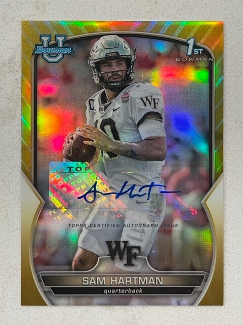 SAM HARTMAN 2022 Bowman University 1st Chrome GOLD REFRACTOR Auto # 17/50 ND