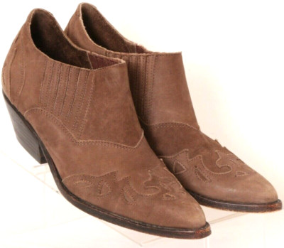 Corral Circle S Brown Leather Overlay Pointed Ankle Boots Shoes Women's 6.5