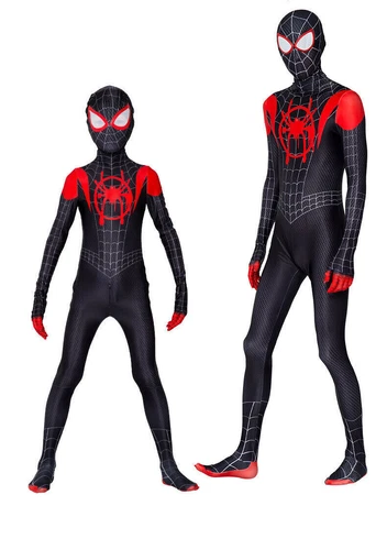 Miles Morales Spiderman Jumpsuit Kids/Adult Costume Cosplay Mask+Bodysuit110-190 - Picture 5 of 13