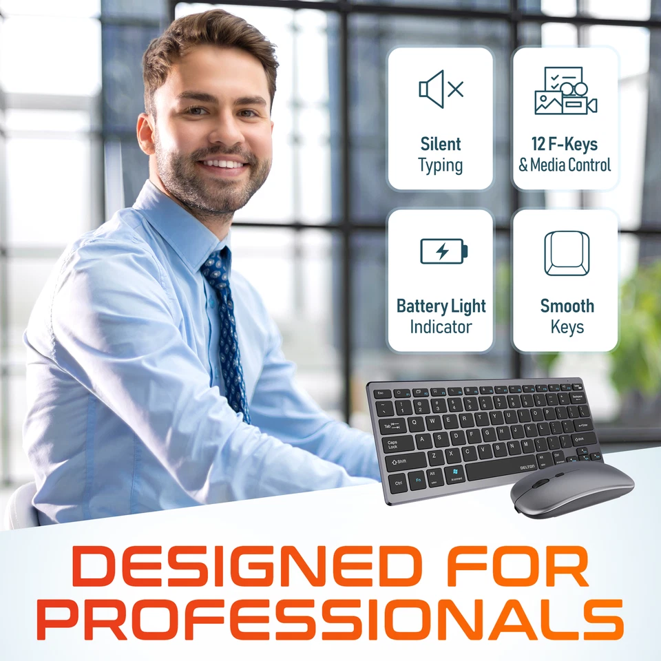 Delton N35 Portable/Travel/Small Wireless Keyboard and Mouse Combo - Silver - Image 3 of 4