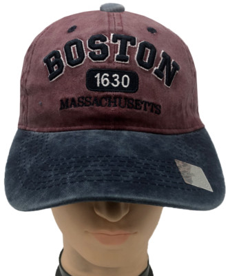 Boston Massachusetts Embroidered Cotton Denim Adjustable Baseball Hat Cap USA