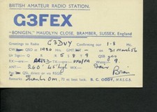 1 x QSL Card Radio G3FEX Bramber Sussex 1956 ? R546