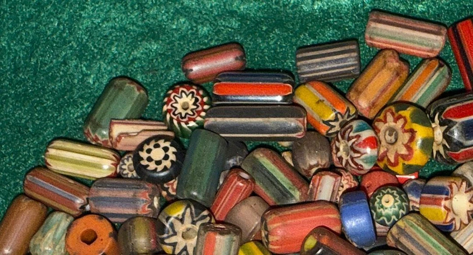 (15) Cuentas comerciales Chevron originales de Hudson's Bay Company comercio de pieles indias Huron Foto 3 de 4