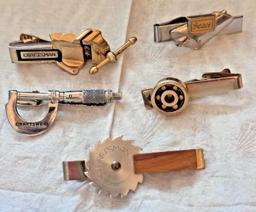 Vintage Sears Craftsman mini Tools Anson Tie Bar Clips 5 Piece Lot  GREAT GIFT