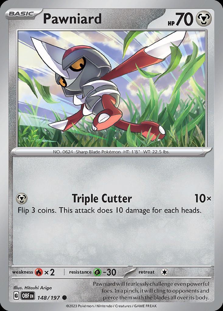 Pokemon Pawniard (148/235) Obsidian Flames LP REVERSE HOLO