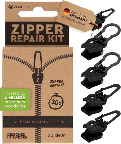 Durable Black Zipper Replacement Set - 5pcs for Hassle-Free Repairs Anywhere - Picture 3 of 11
