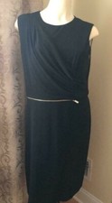 VINCE CAMUTO Black/White Fully Lined Waist Zipper Wrap look Women's Dress Sz 12