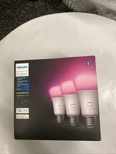 Philips Hue Smart 3 Pack , 75W A19 LED Bulb White and Color Ambiance Light. NEW
