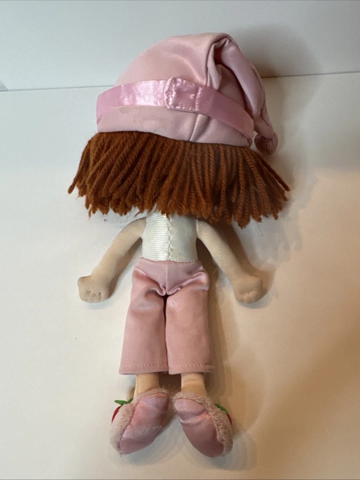 Strawberry Shortcake 2003 Bandai Pink Pajamas Sleep Mask Stuffed Plush Doll 9" - Image 4 of 4