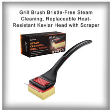 Grill Brush   Bristle-Free Steam Cleaning, Replaceable Heat-Resistant