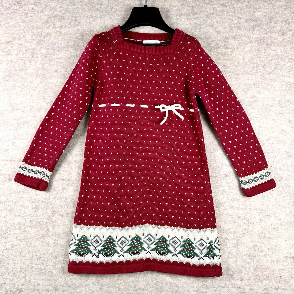 Savannah Red Knit Sweater Christmas Tree Dress Girls 4T Holiday Party Christmas - Image 2 of 4