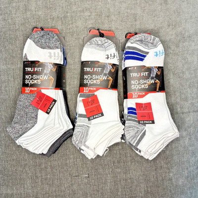 TRU FIT ACTIVE NO-SHOW MEN'S SOCKS 30 PAIRS COOL/DRY SIZE LARGE 8-12.5 NWT (PB)