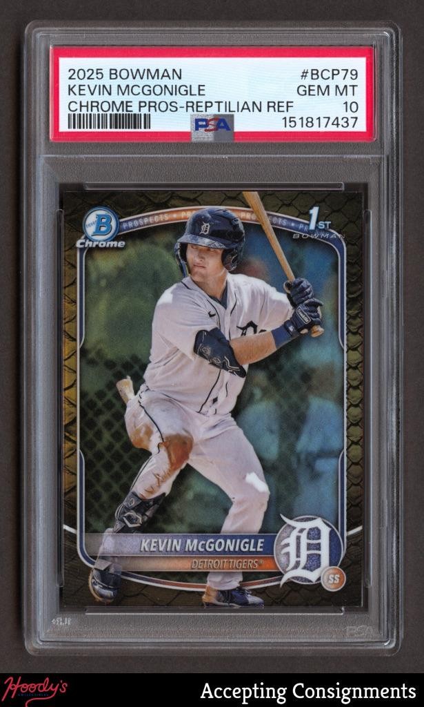 2025 Bowman Chrome Reptilian Refractor Kevin McGonigle ROOKIE 1st PSA 10 GEM MT