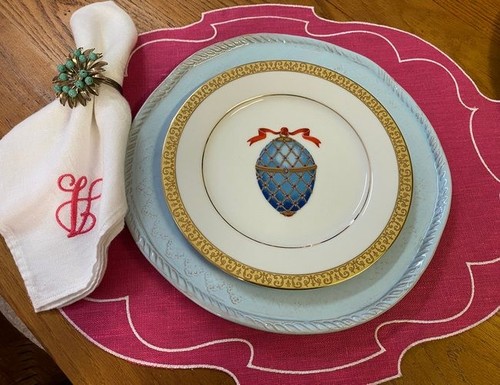 Royal Gallery Gold Buffet Blue Faberge Egg Ornament Salad Dessert Plate Easter - Picture 1 of 8