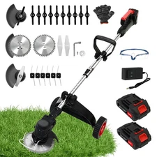 21V Electric Cordless Weed Wacker, 3-in-1 Weed Eater with 2-Battery Powered, ...