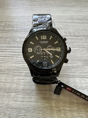 NEW Curren M:8056 Men's Stealth Black Sport Watch - New Battery - NWT