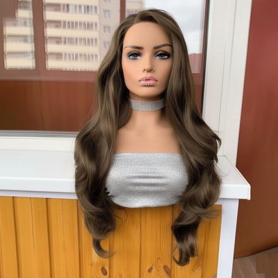 Kunsthaar Long Wavy Weich Lace-Front-Perücken Hellbraun Natürlich