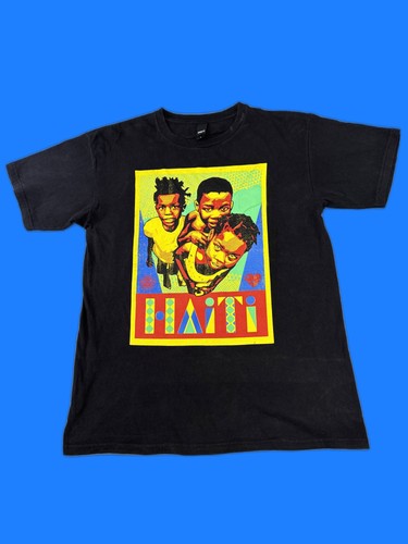 OBEY Haiti Graphic Tee L Black 100% Cotton Short Sleeve Crewneck Art