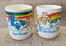 Vintage 1980's Care Bears Deka Plastic Mug Set of 2