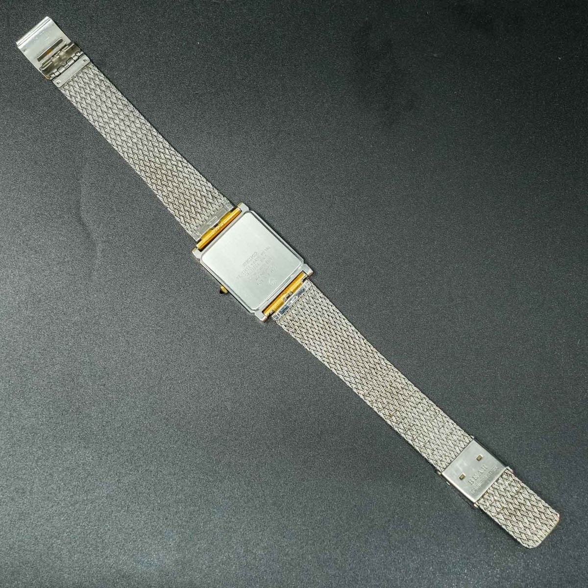 Vintage 1985 [MINT] SEIKO Dolce 7730-5020 Silver Square Gold Tank