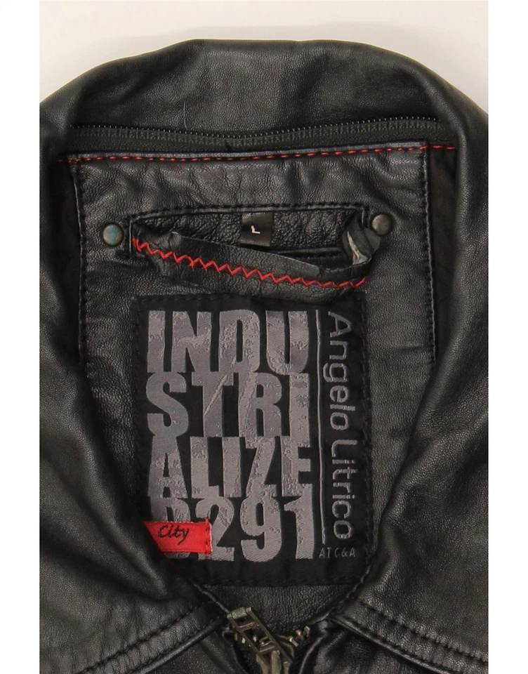 Chaqueta de cuero para hombre ANGELO LITRICO UK 40 grande cuero negro DJ28 Foto 3 de 3