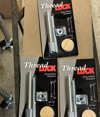 LOCK Newel Post Fastener Kit Metal Wood Threaded Rod Nut Washer Wood Cap