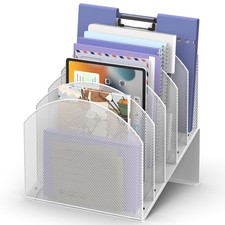 File Organizer For Desk 5Section Mesh Mail Folder Holder Rack White