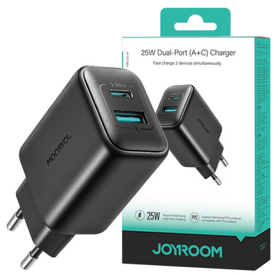 Joyroom JR-TCF13 Dual-Port (A+C) 25W Wandladegerät (Schwarz)