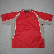 Mizuno 1/4 Zip Baseball Cage Jacket Men Medium Red Batting Practice Dugout Coach