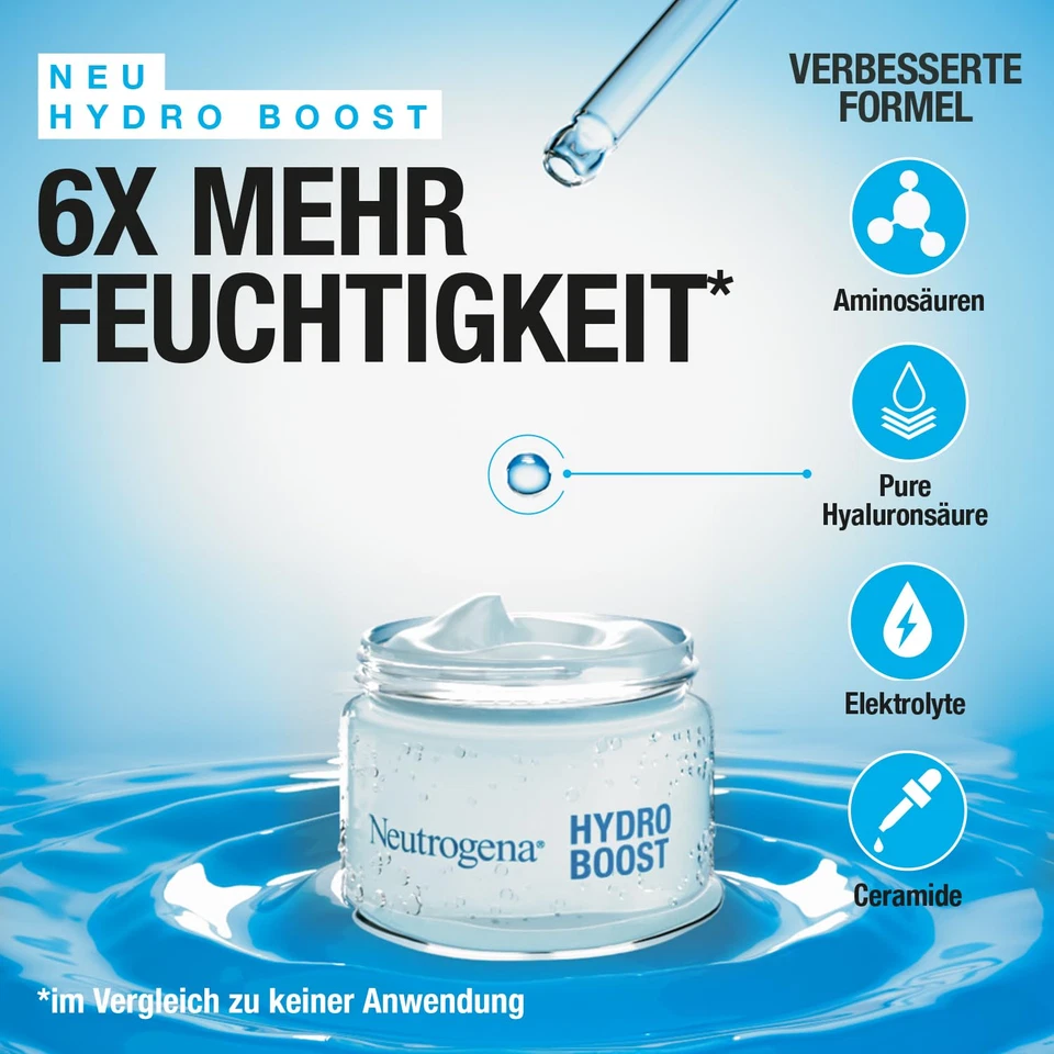 Neutrogena Hydro Boost Aqua Creme, Parfümfreie Gesichtscreme Mit Hyaluronsäure,  - Bild 3 von 4