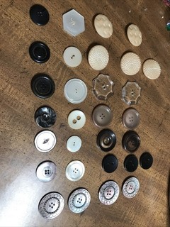 30 Larger Vintage Loose Buttons Variety Of Colors And Material Includes Shell