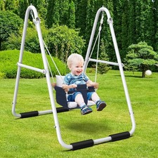 Toddler Swing with Stand, Heavy Duty Baby Indoor Outdoor Swing Set with Safety H