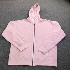 Aeropostale Hoodie Womens Medium Pink Full Zip Fleece Solid Casual Pockets