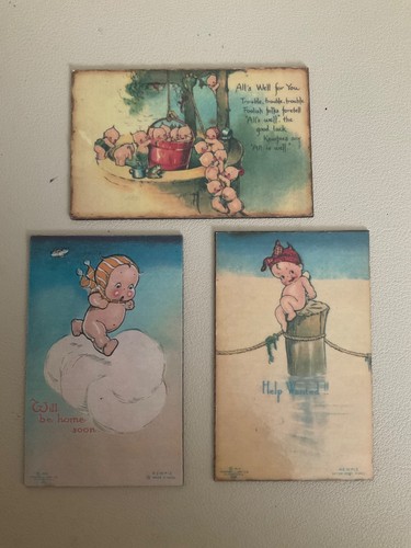 Kewpie Baby Rose O'Neill Vintage Flat Vinyl Refrigerator Magnets -Lot of 3 - Picture 1 of 5