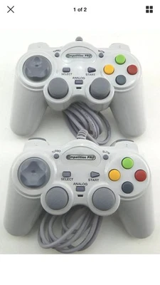 Competition Pro Controller For PS2 PS1 PlayStation 2 & Playstation 1 (Twin Pack)