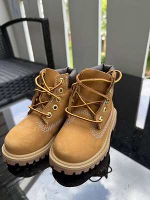 Timberland Premium 6'' Waterproof Boot Wheat Nubuck Lace-Up Kids US 7 M