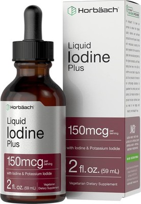 Horbäach Iodine Liquid Drops 2 Fl Oz | 150 Mcg Vegetarian, Non-GMO, Gluten-Free