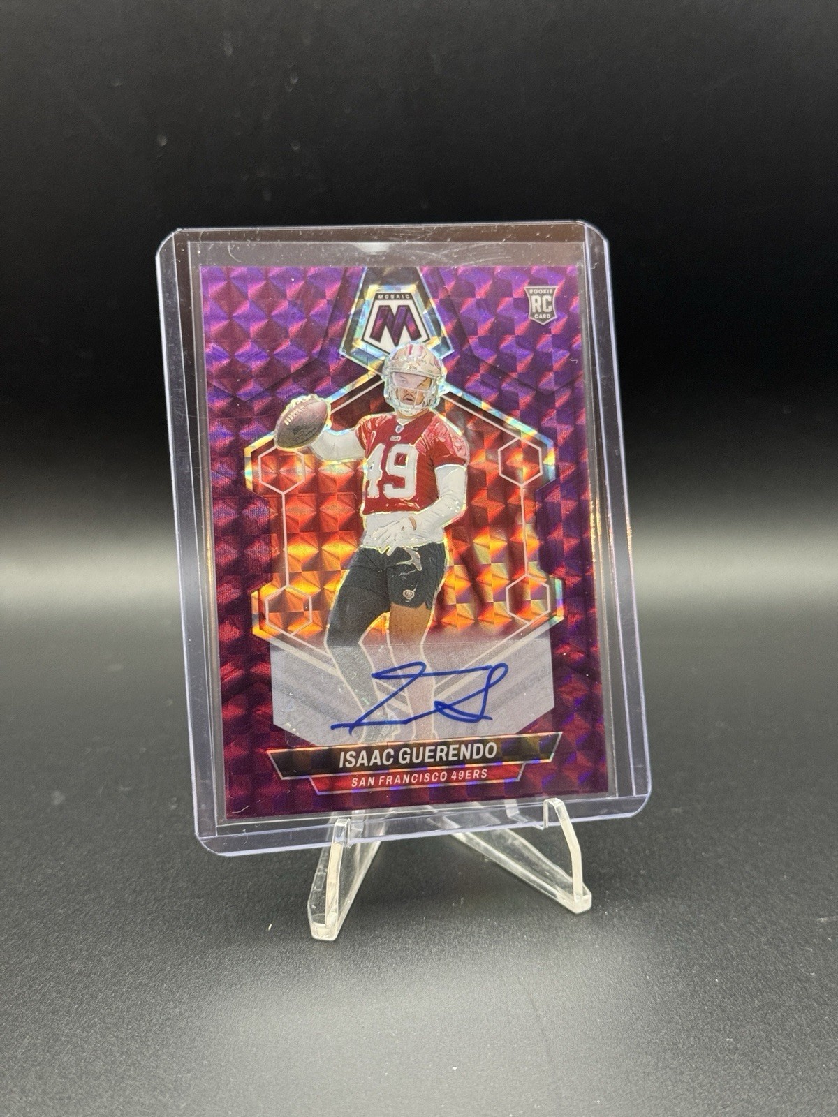 2024 24 Panini Mosaic Isaac Guerendo RC Rookie Auto # 388 Purple Prizm /49