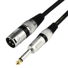 Unbalanced 1/4 TS Mono to XLR Male Cable Gold Plated 6.35mm Plug to Male XLR ...