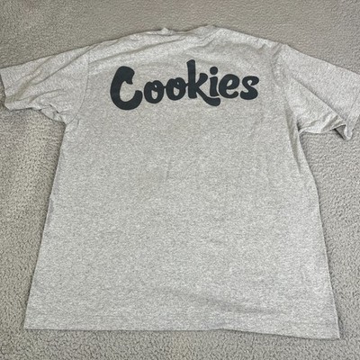 Cookies T Shirt Mens Extra Large Script Streetwear Weed Rapper Heathered Grey