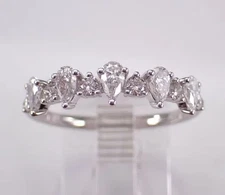 Pear Cut Simulated Diamond Women's Fancy Wedding Band Ring 14k White Gold Plated