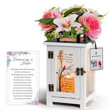 Memorial Lantern with Sympathy Lily Rose Flowers, Sympathy Lantern Bereavemen...
