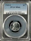 1943-S  1C  Lincoln Wheat One Cent  PCGS MS66  58318869
