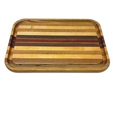 David Levy Inlaid Hardwood Cutting Board With Edge Trough